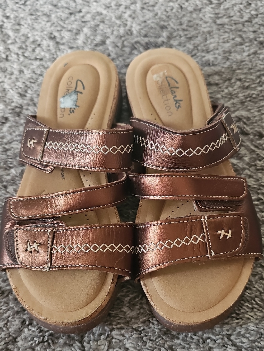 STUNNING CLARKS ROSEVILLE Leather Slide Sandals